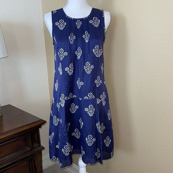 Madewell Navy Skyscape Flowerstamp Shift Dress XS - Picture 2 of 5